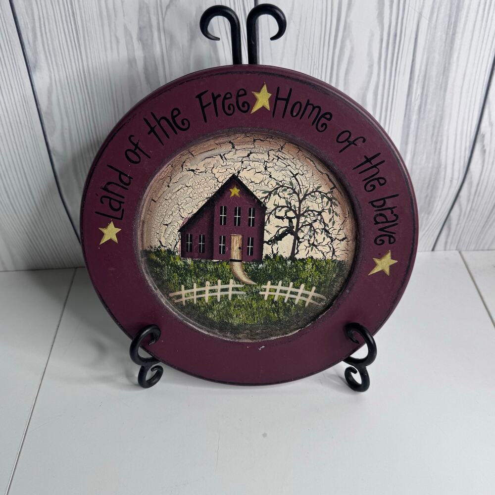 The Hearthside Collection Patriotic Decorative Plate Primitive Folk Art Rustic
